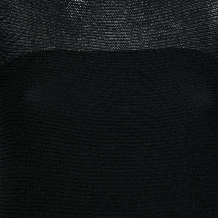 Pre Owned Emporio Armani Black Knit Puff Sleeve Top M