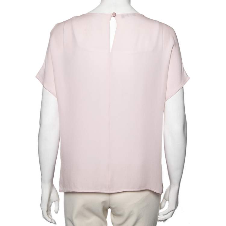 Pre Owned Emporio Armani Powder Pink Crepe Silk Blouse M