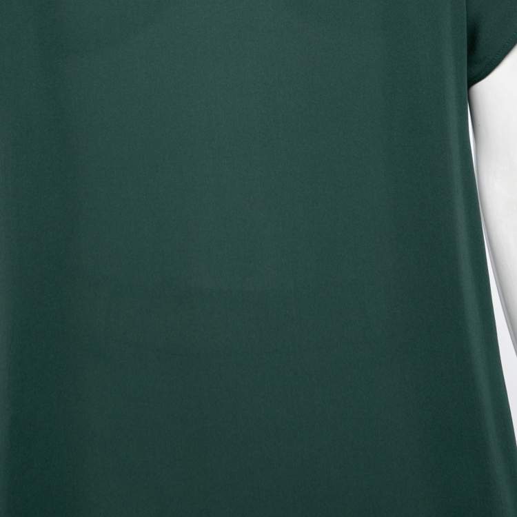 Pre Owned Emporio Armani Green Silk Cap Sleeve Top M