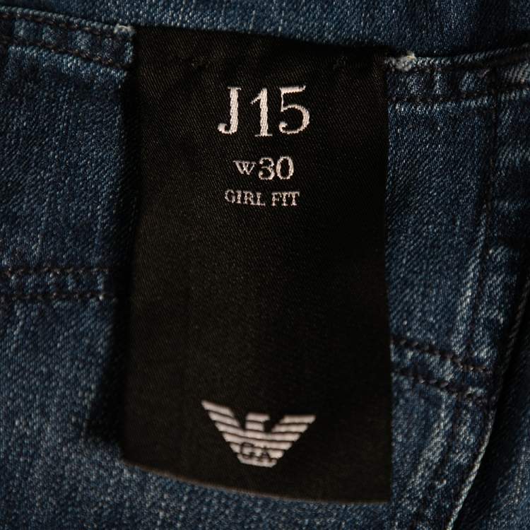 Pre Owned Emporio Armani J15 Navy Blue Denim Girl Fit Jeans L
