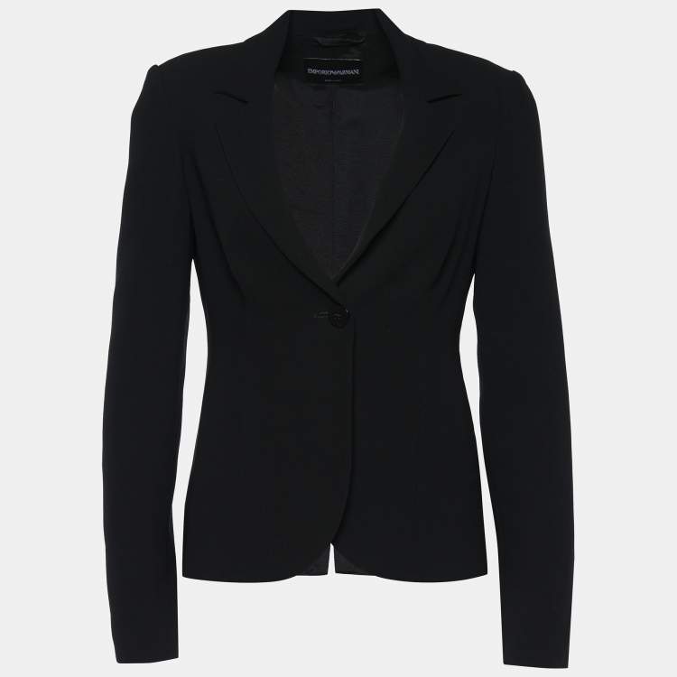 مملوكة مسبقًا Emporio Armani Black Crepe Single Breasted Blazer S