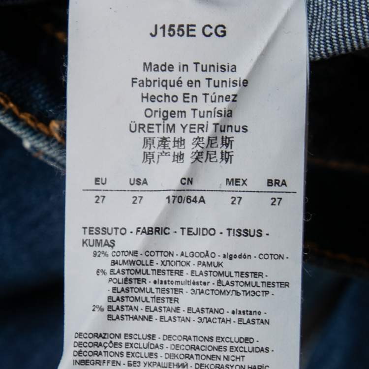 Pre Owned Emporio Armani Blue Denim Floral Embroidered Jeans S
