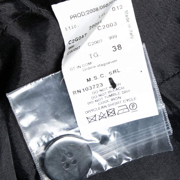 Pre Owned Emporio Armani Black Acetate Side Bow Long Sleeve Blazer S