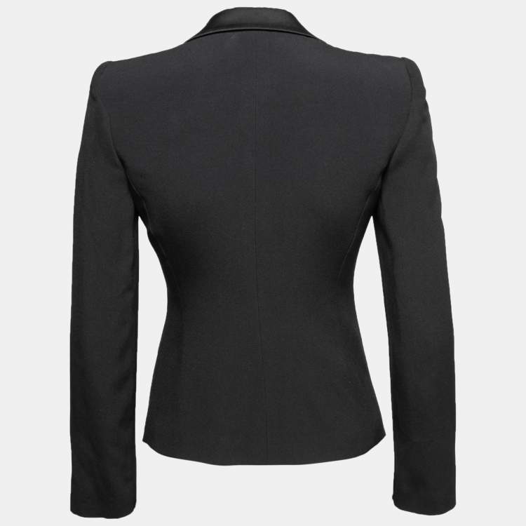 Emporio Armani Black Acetate Side Bow Long Sleeve Blazer S