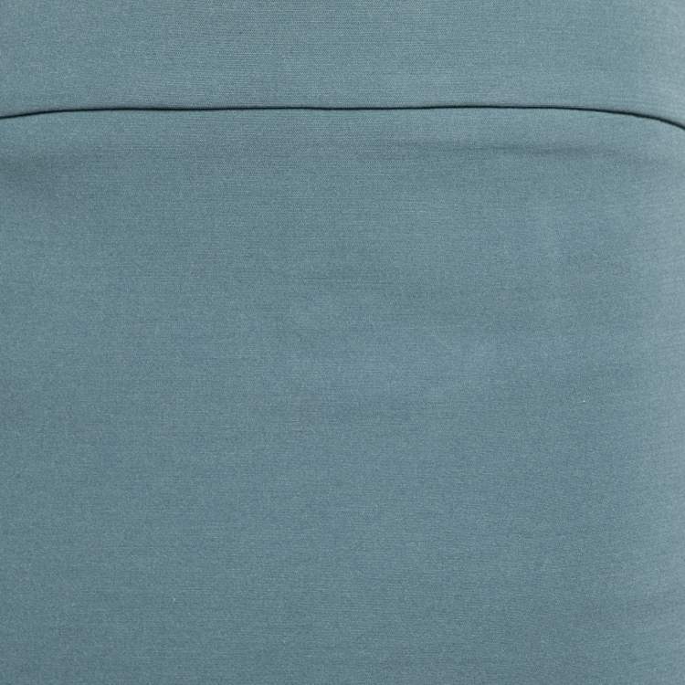Pre Owned Emporio Armani Blue Crepe Midi Pencil Skirt S