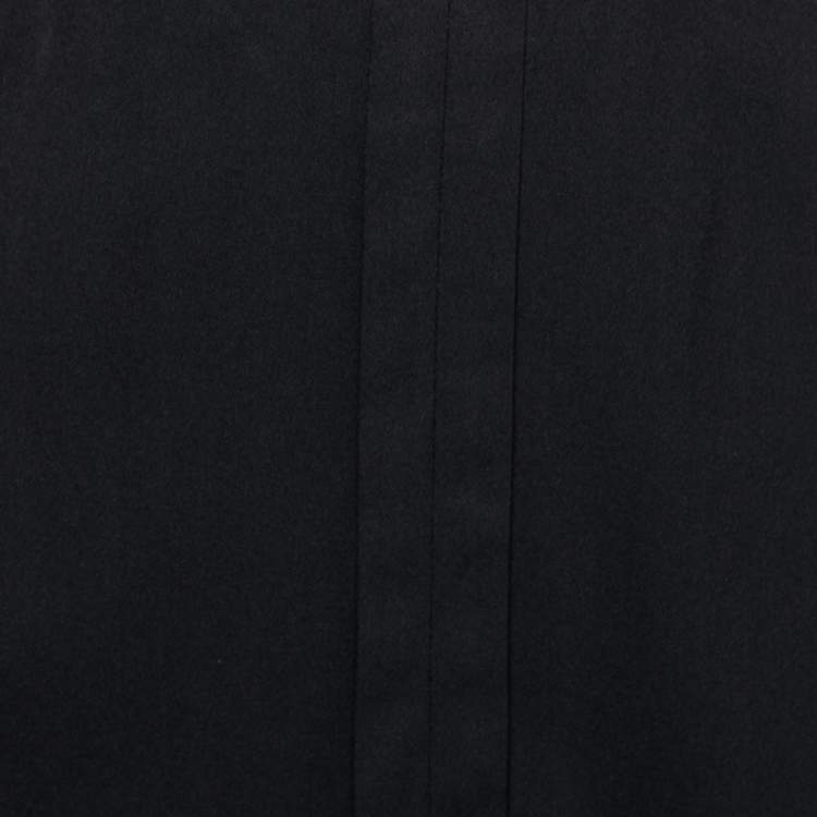Pre Owned Emporio Armani Black Crepe Pleat Detail Short Skirt M