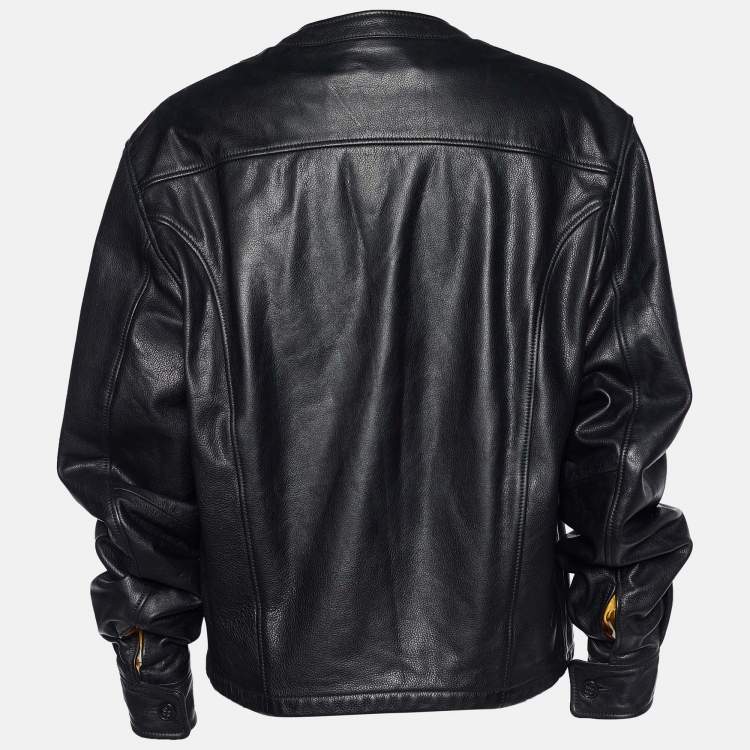 Emporio Armani Black Leather Zio Front Biker Jacket XL Emporio Armani | TLC