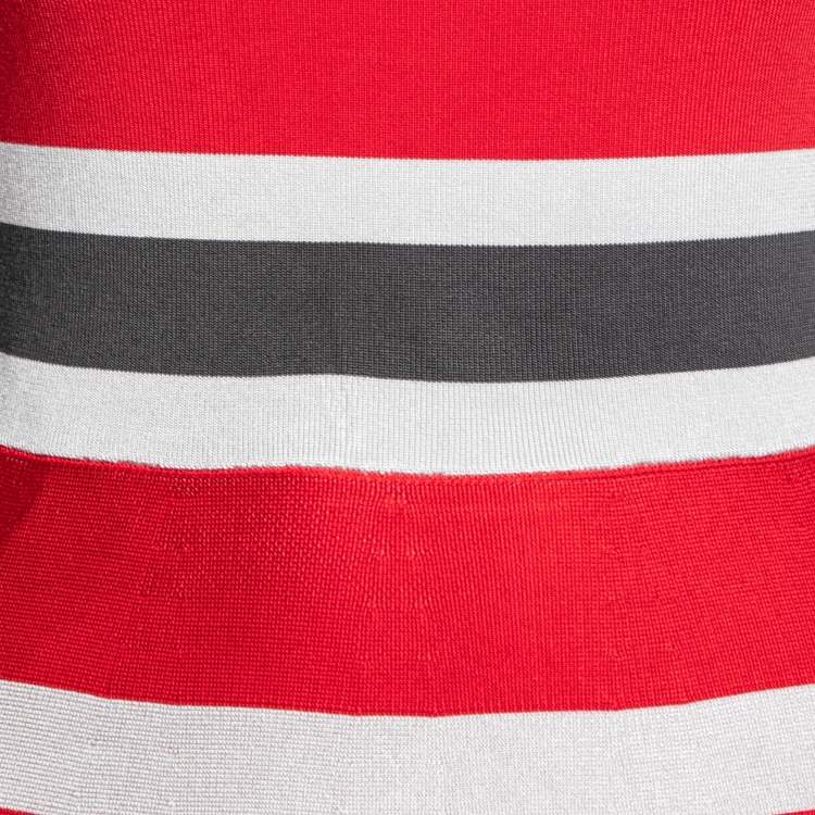 Pre Owned Emporio Armani Multicolor Striped Knit Flared Dress S