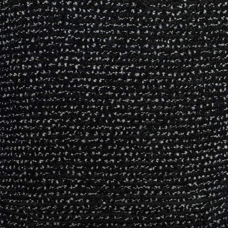 Pre Owned Emporio Armani Black Patterned Wool & Crepe Maxi Dress S