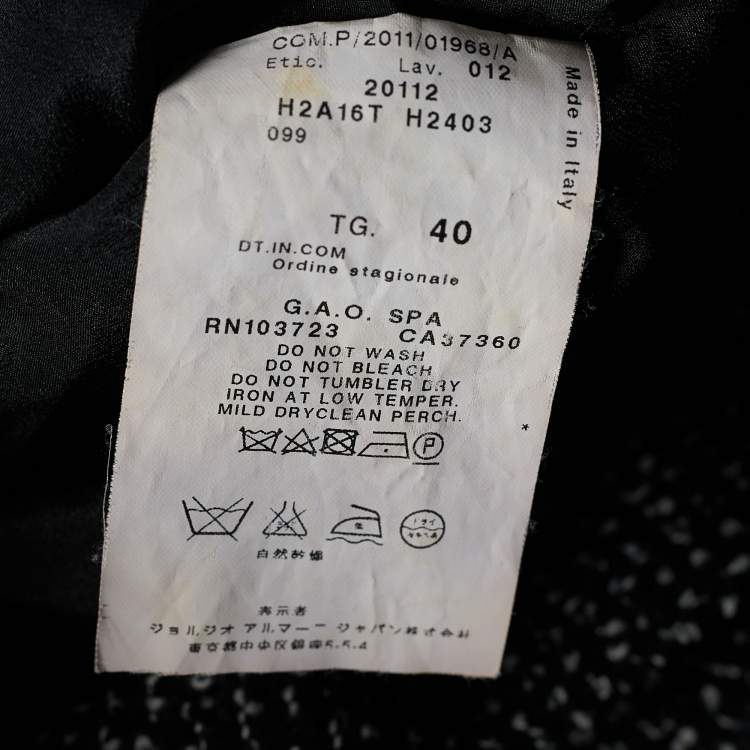 Pre Owned Emporio Armani Black Patterned Wool & Crepe Maxi Dress S