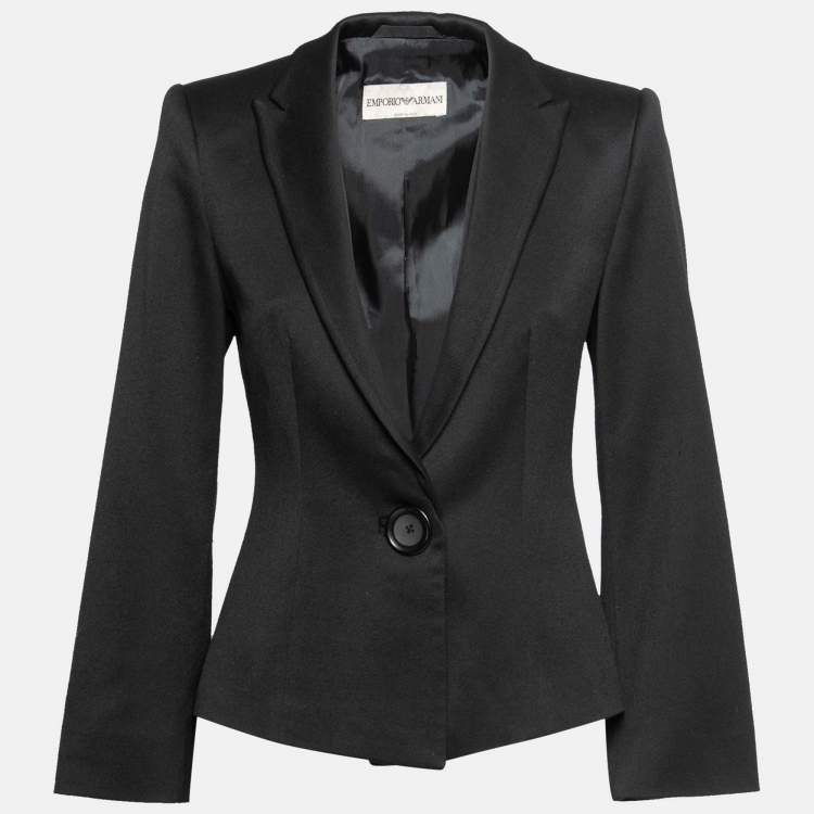 مملوكة مسبقًا Emporio Armani Black Wool Single Breasted Blazer M