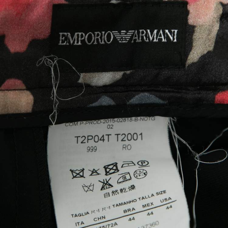 Pre Owned Emporio Armani Black Wool Tailored Pants M