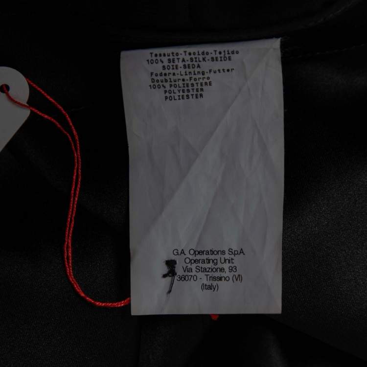 Pre Owned Emporio Armani Black Silk Satin Ruffled Hem Skirt S
