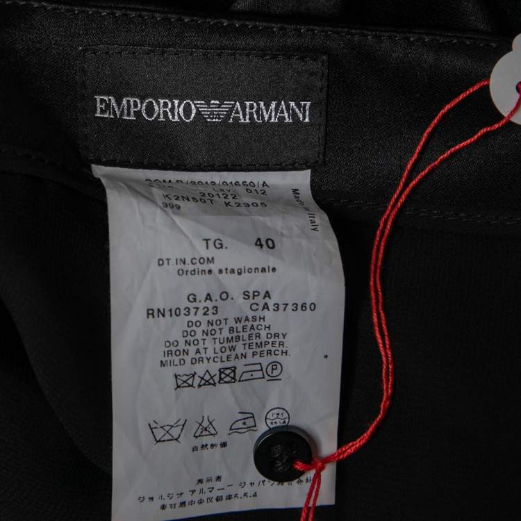 Pre Owned Emporio Armani Black Silk Satin Ruffled Hem Skirt S