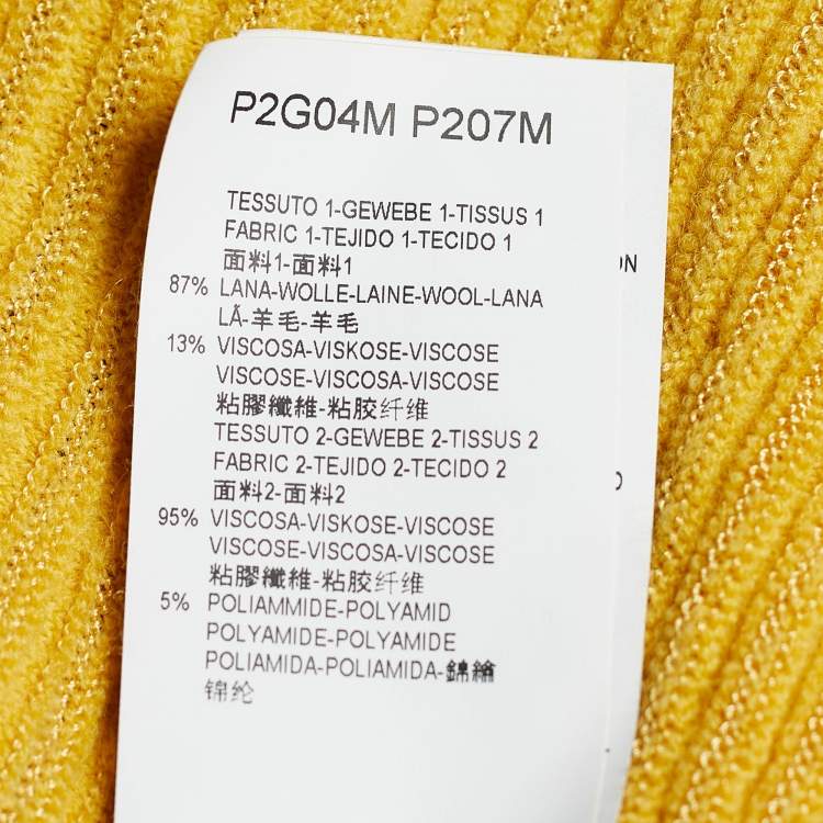 Pre Owned Emporio Armani Yellow Wool Zip Front Cardigan L