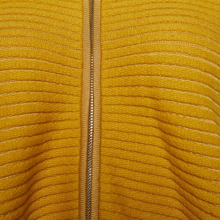 Pre Owned Emporio Armani Yellow Wool Zip Front Cardigan L