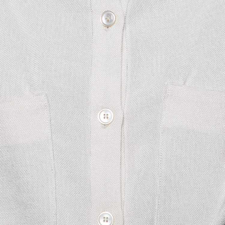 Pre Owned Emporio Armani Cream Knit Pocketed Button Front Jacket S