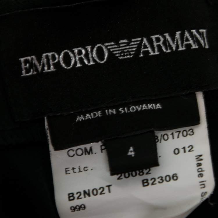 Pre Owned Emporio Armani Black Silk & Wool Ruffle Trimmed Skirt S