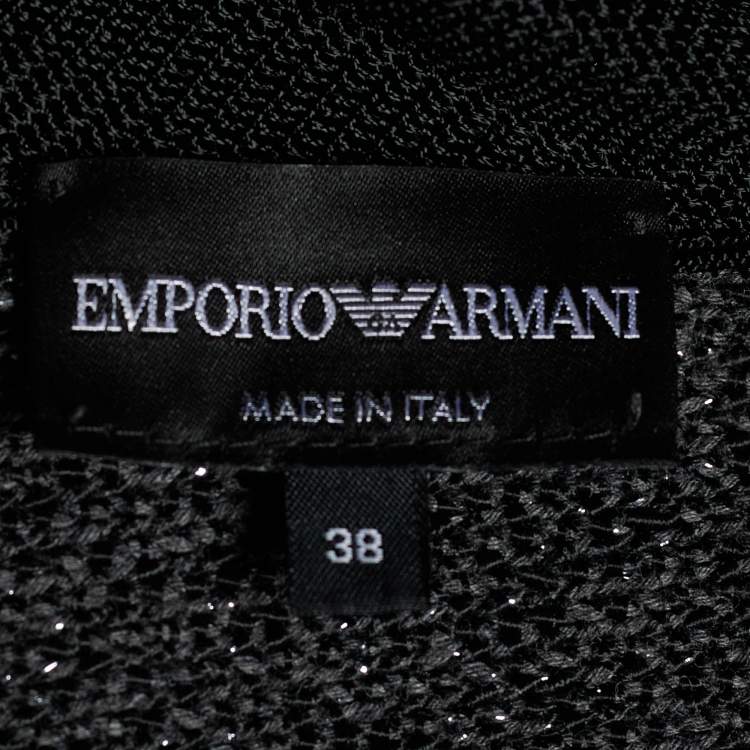 Pre Owned Emporio Armani Black/Grey Knit Dress S
