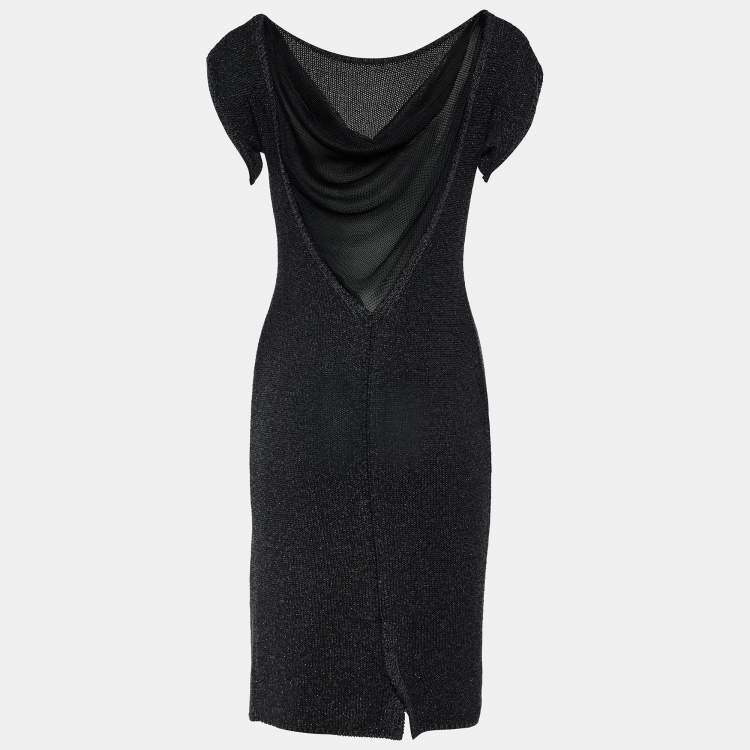 Pre Owned Emporio Armani Black/Grey Knit Dress S