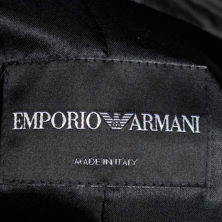 Pre Owned Emporio Armani Black Ruffled Shawl Collar Blazer M