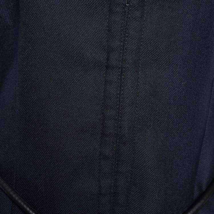 Pre Owned Emporio Armani Navy Blue Wool Belted Blazer L