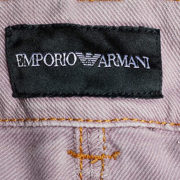 Pre Owned Emporio Armani Pale Pink Denim Straight Fit Jeans M