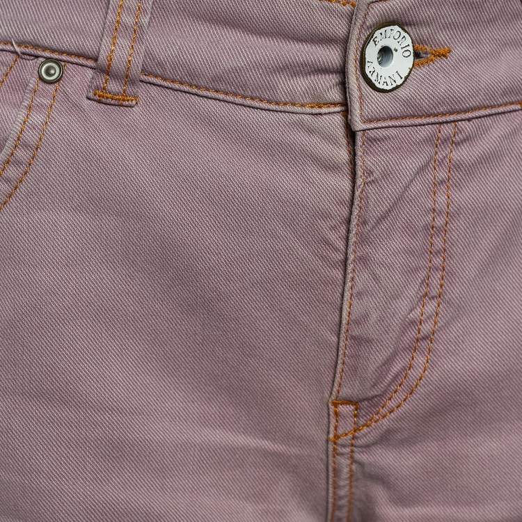 Pre Owned Emporio Armani Pale Pink Denim Straight Fit Jeans M