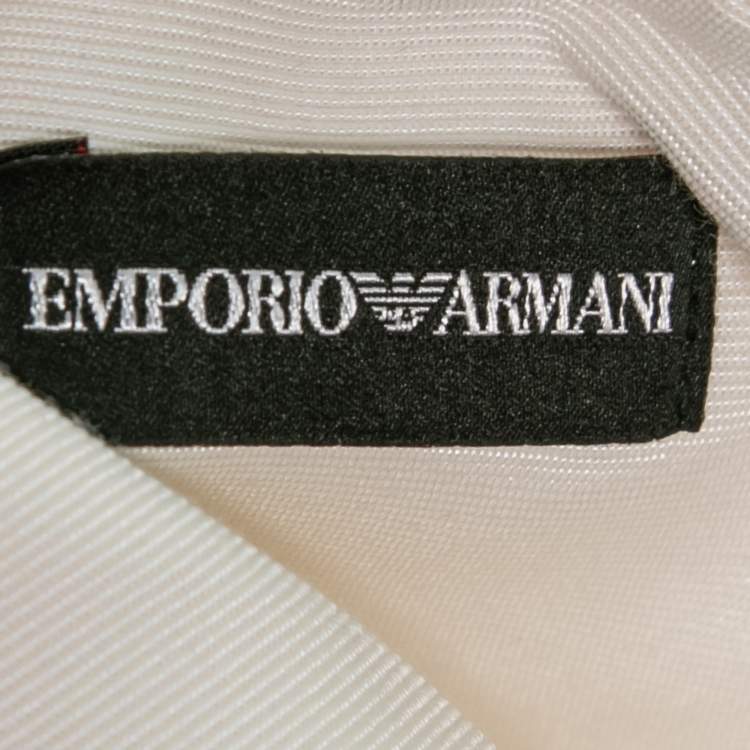 Pre Owned Emporio Armani Cream Silk Ruffled Tiered Sleeveless Mini Dress M