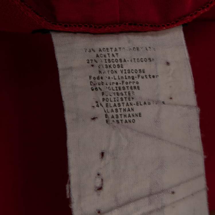 Pre Owned Emporio Armani Red Crepe Pencil Skirt M