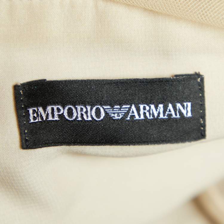 Pre Owned Emporio Armani Beige Mesh Embellished Crop Top M