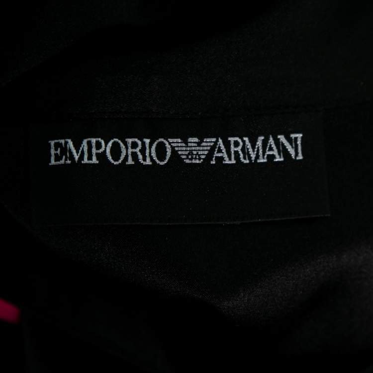 Pre Owned Emporio Armani Black Stretch Silk Button Front Shirt M