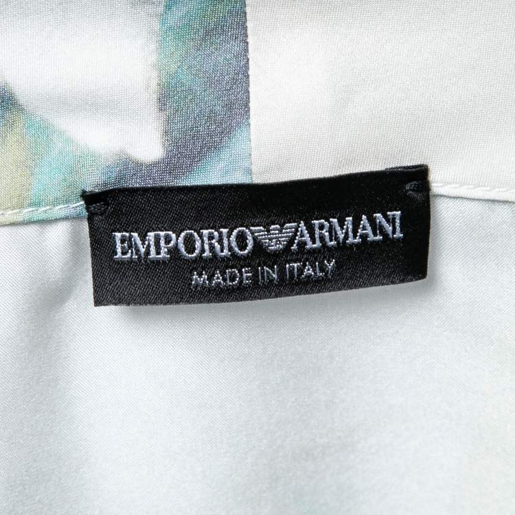 مملوكة مسبقًا Emporio Armani Light Blue Floral Printed Silk Top M