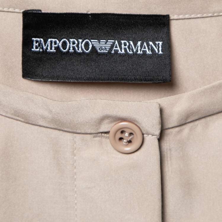 Pre Owned Emporio Armani Beige Silk Open Back Button Front Sleeveless Top S