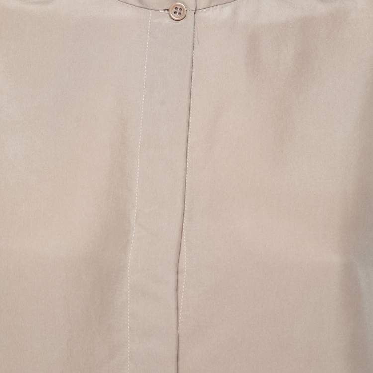 Pre Owned Emporio Armani Beige Silk Open Back Button Front Sleeveless Top S