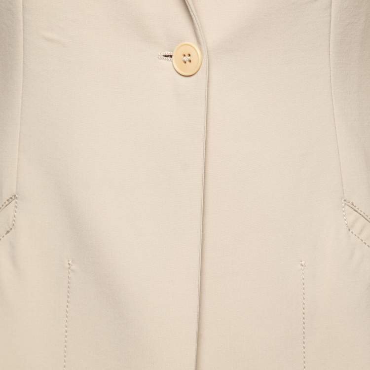 Pre Owned Emporio Armani Beige Wool Crepe Single Breasted Blazer S