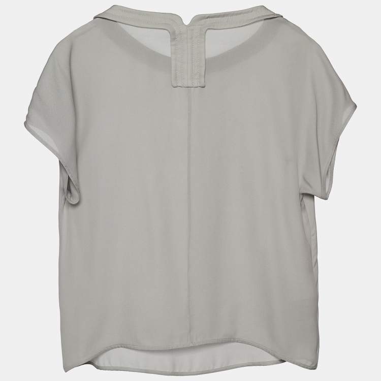 Pre Owned Emporio Armani Grey Silk Top S