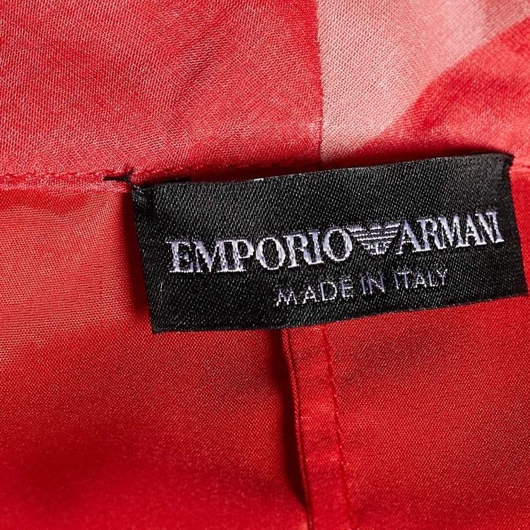 Pre Owned Emporio Armani Colorblock Silk Mock Neck Midi Dress L