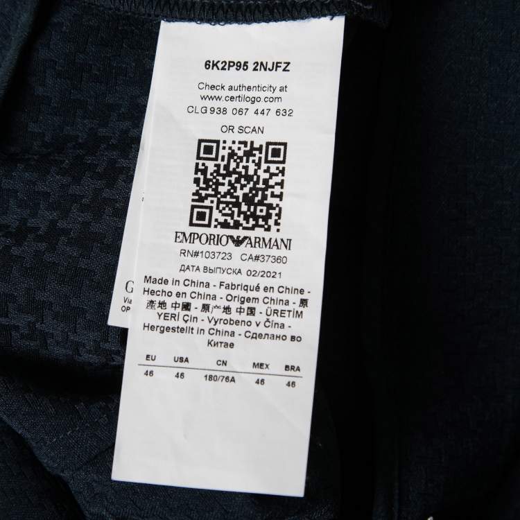 Pre Owned Emporio Armani Navy Blue Textured Crepe Trousers L  