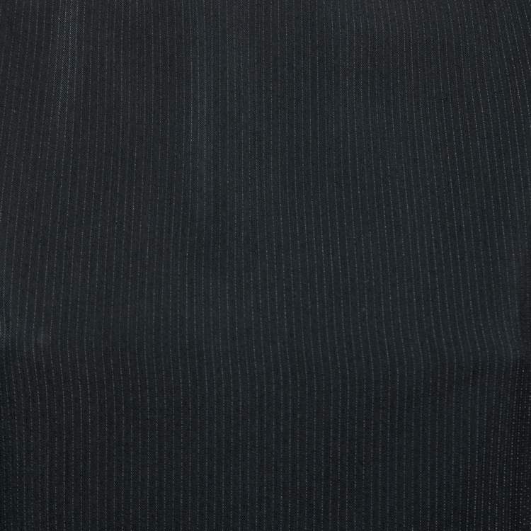 Pre Owned Emporio Armani Black Striped Crepe Sleeveless Top M