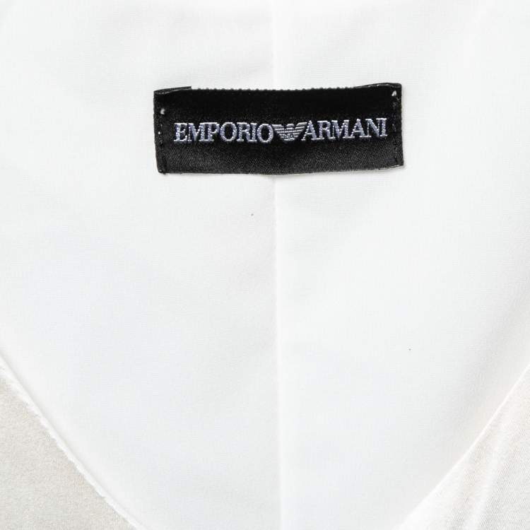 Pre Owned Emporio Armani Cream Satin Stretch Waist Sleeveless Top M