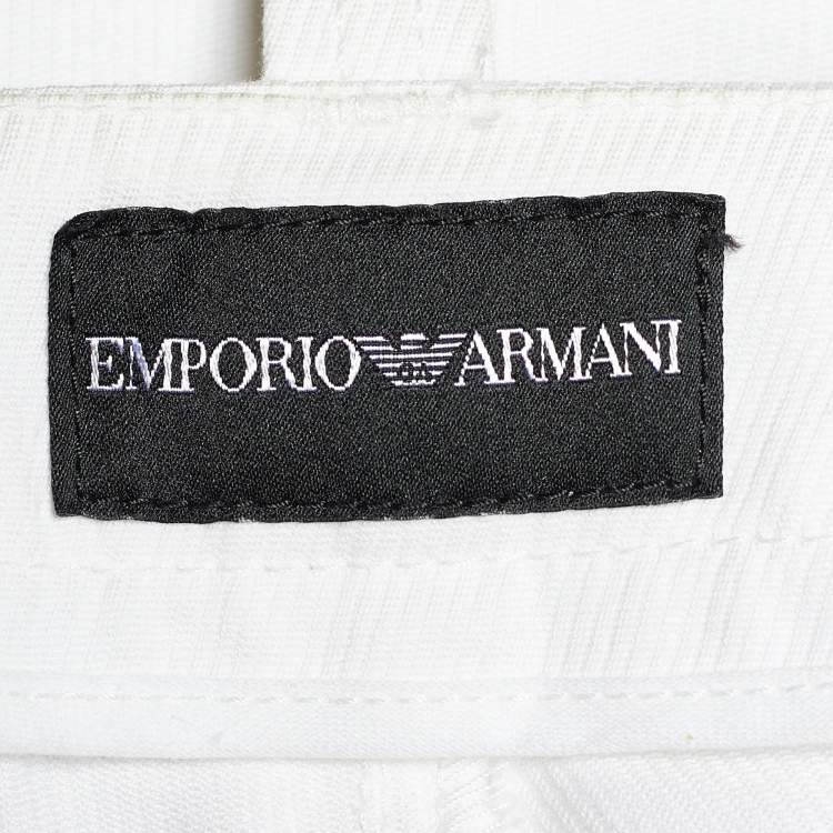 Pre Owned Emporio Armani White Denim Bandana Belted Jeans S Waist 31"