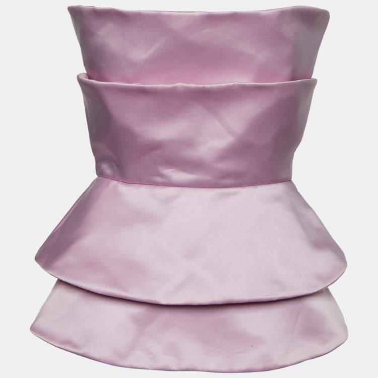 Pre Owned Emporio Armani Pink Silk Satin Strapless Top M