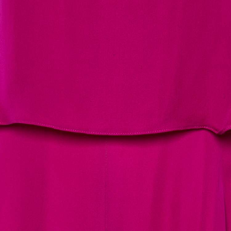 Pre Owned Emporio Armani Purple Silk Ruffle Overlay Detail Sleeveless Maxi Dress M