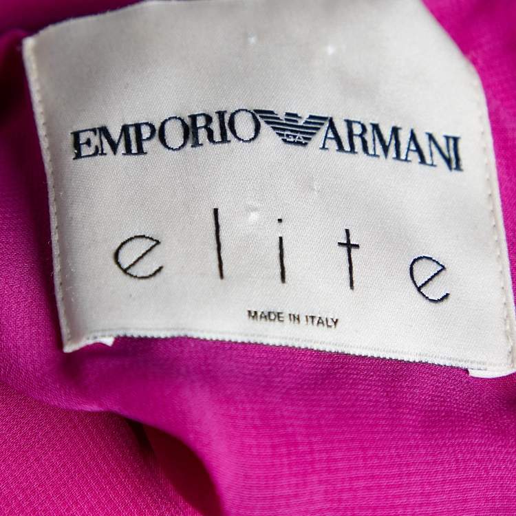 Pre Owned Emporio Armani Purple Silk Ruffle Overlay Detail Sleeveless Maxi Dress M