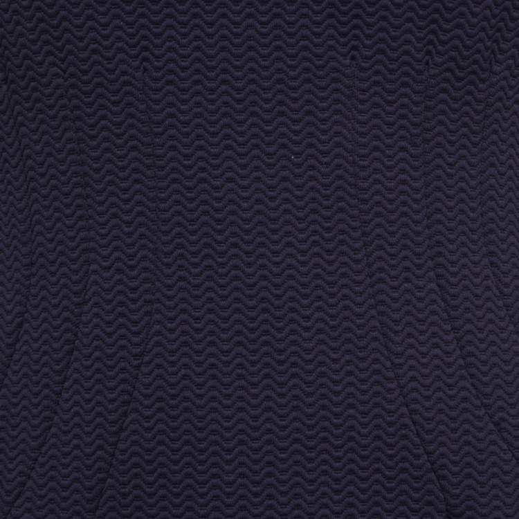 Pre Owned Emporio Armani Navy Blue Wave Pattern Knit Midi Dress M
