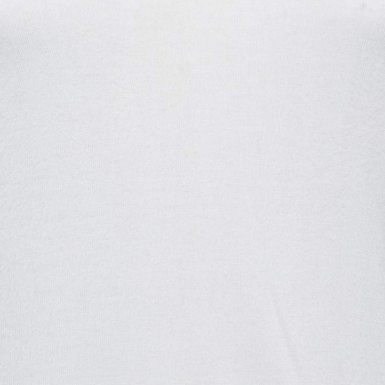 Pre Owned Emporio Armani White Knit Contrast Detail Top S