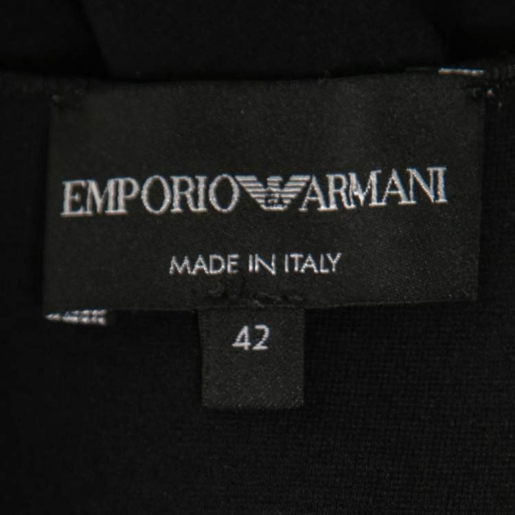 مملوكة مسبقًا Emporio Armani Black Knit Trim Detail Sleeveless Skater Dress M