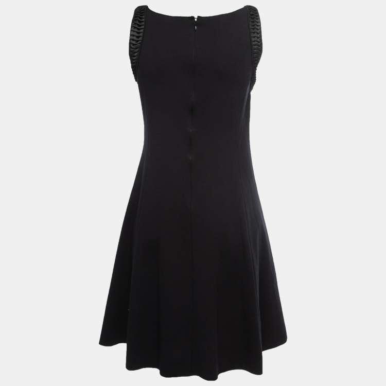 مملوكة مسبقًا Emporio Armani Black Knit Trim Detail Sleeveless Skater Dress M