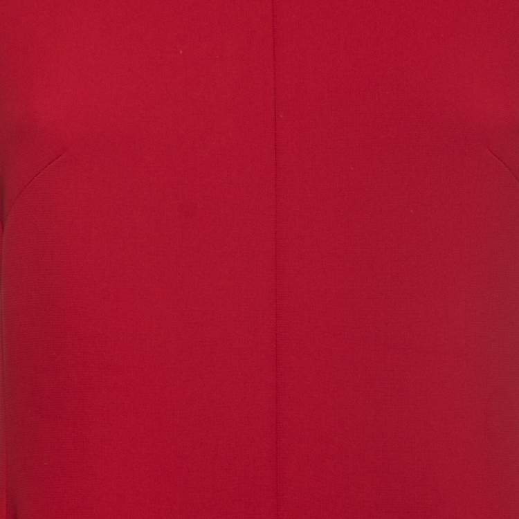 Pre Owned Emporio Armani Red Crepe Sleeveless Flared Dress M